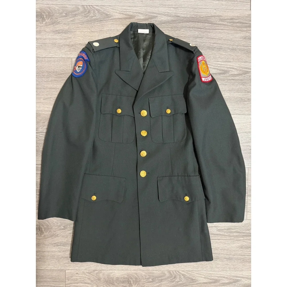 Vintage 1992 US Army Uniform Coat 36L JROTC Dress AG 489 Wool Blend Balboa Patch